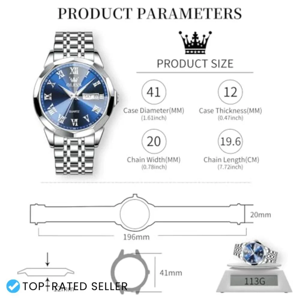 Men's Stainless Steel Dress Watch Analog Quartz Water Resistant Classic Minimal